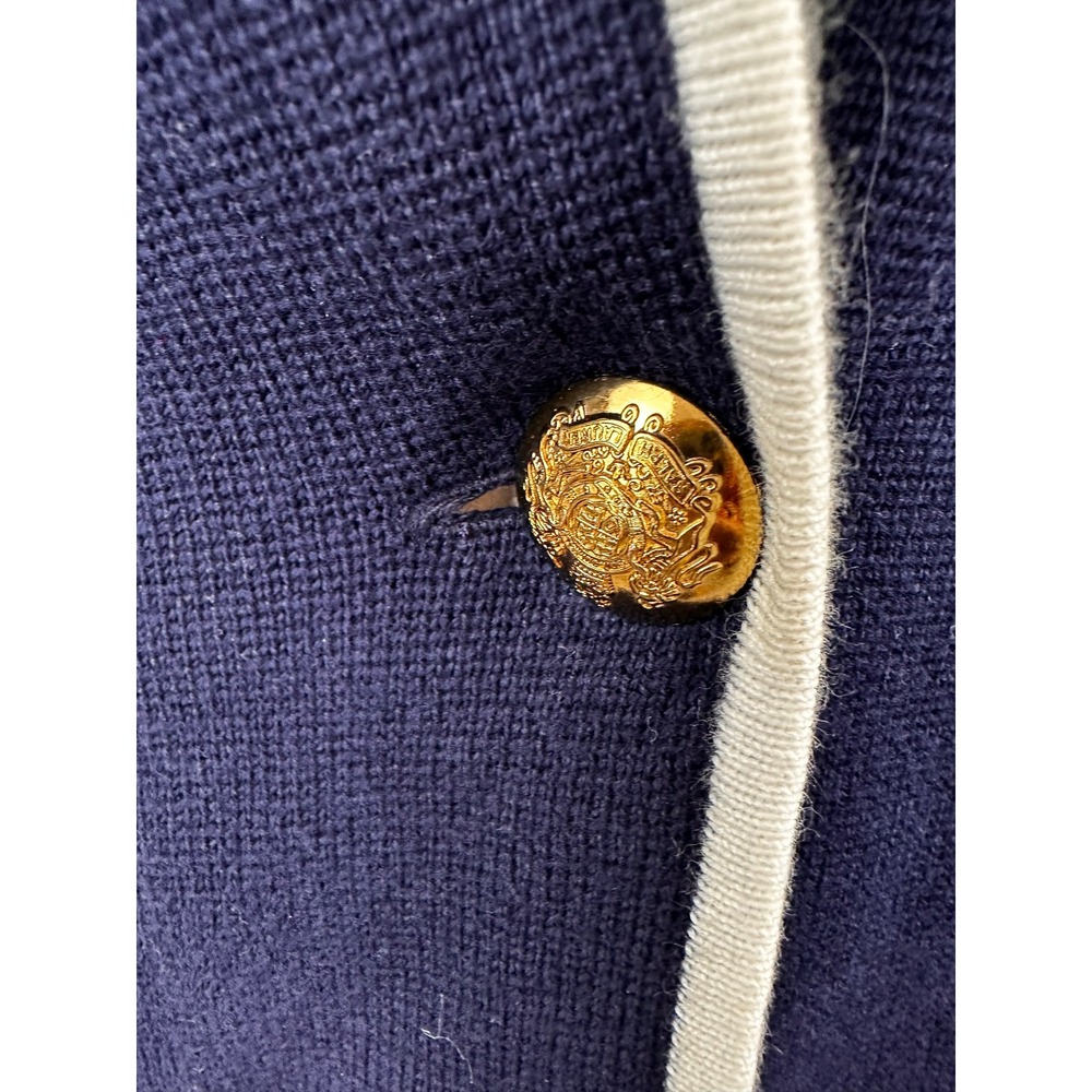 Ralph Lauren Navy Crest Emblem‎ Knit Blazer Jacket Women Gold Button Preppy - Picture 8 of 16